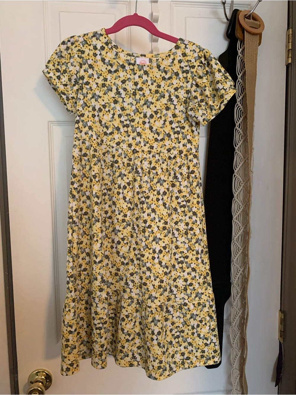 wonder nation Yellow Floral Short-Sleeve midi dress